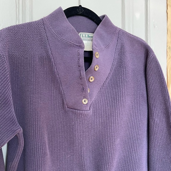 VINTAGE L.L. Bean purple sweater pullover, size: L, 100% cotton - Picture 2 of 9
